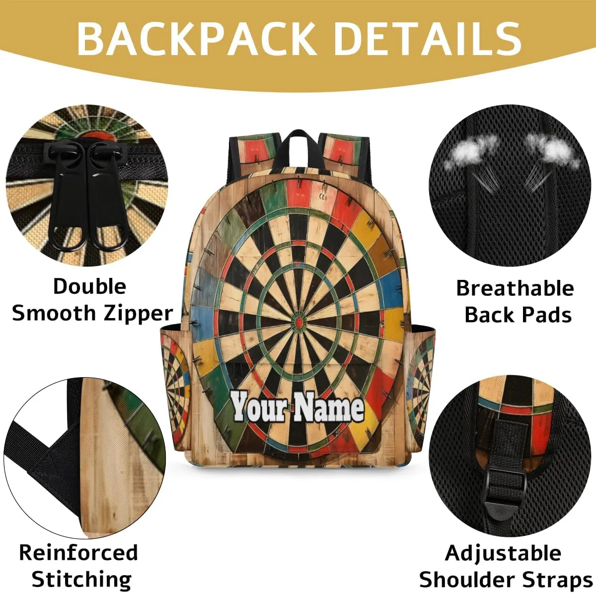Personalized Darts Board Preschool Toddler Backpack for Boys Girls Custom Kids Name Small Bookbags Kindergarten Elementary Backpack, Darts Arrows