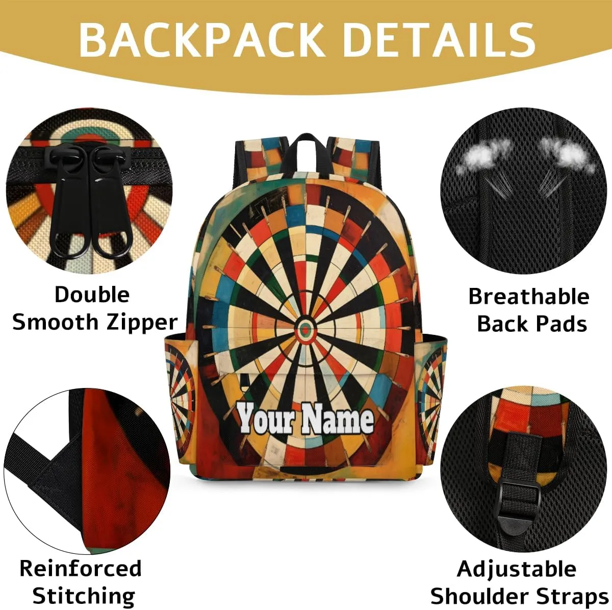 Personalized Darts Board Preschool Toddler Backpack for Boys Girls Custom Kids Name Small Bookbags Kindergarten Elementary Backpack, Sports