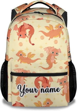 Personalized Dragon Backpack for Girls Boys, 16 Inch Backpacks for School, Cute, Adjustable Straps, Durable, Lightweight, Large Capacity Bookbag for Kids