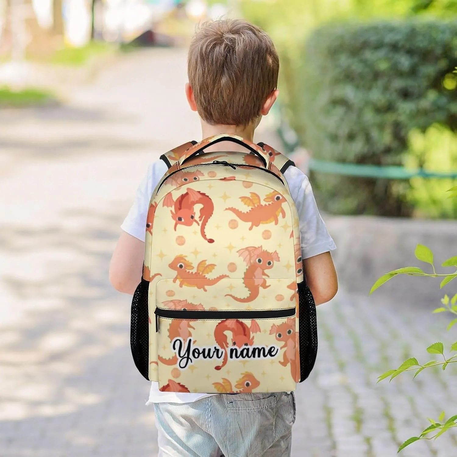 Personalized Dragon Backpack for Girls Boys, 16 Inch Backpacks for School, Cute, Adjustable Straps, Durable, Lightweight, Large Capacity Bookbag for Kids