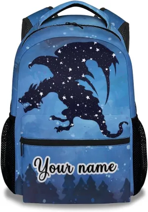 Personalized Dragon Backpack for Girls Boys, 16 Inch Backpacks for School, Cute, Adjustable Straps, Durable, Lightweight, Large Capacity Bookbag for Kids