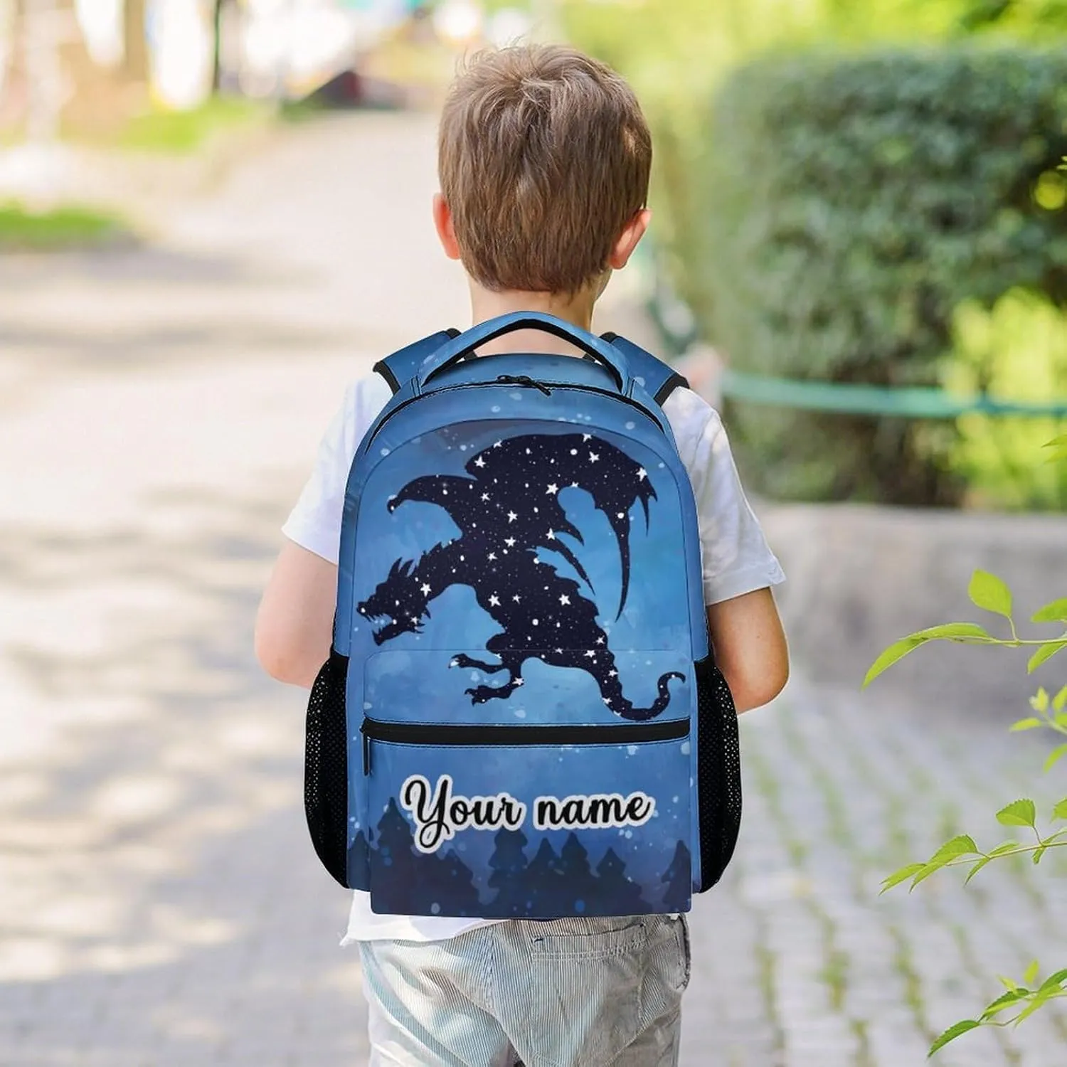 Personalized Dragon Backpack for Girls Boys, 16 Inch Backpacks for School, Cute, Adjustable Straps, Durable, Lightweight, Large Capacity Bookbag for Kids