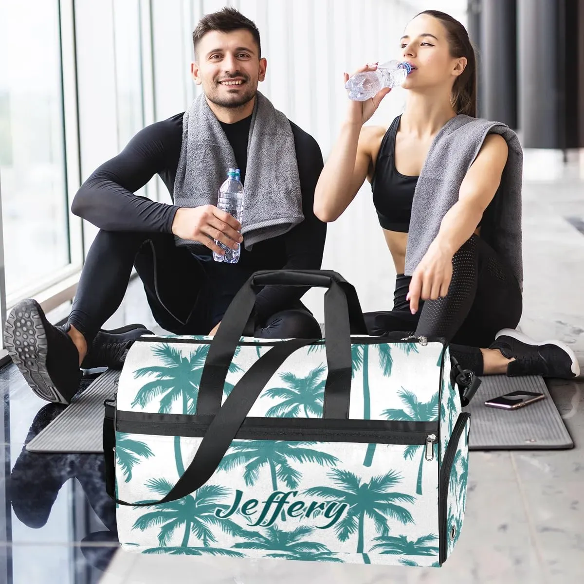 Personalized-Duffel-Bag for-Men-Women Large-Travel-Bag Luggage-Bag Gym Green Tree Gym-Bag Overnight-Bag with-Name