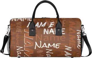 Personalized Duffel Travel Bag, Custom Name Sport Gym Bag, Weekender Overnight Bag for Women Men Weekender Overnight Bridesmaid Brown