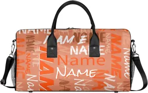 Personalized Duffel Travel Bag, Custom Name Sport Gym Bag, Weekender Overnight Bag for Women Men Weekender Overnight Bridesmaid Coral Color