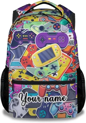 Personalized Gamer Backpack for Boys, 16 Inch Gaming Backpacks for School, Cool, Adjustable Straps, Durable, Lightweight, Large Capacity Bookbag for Kids