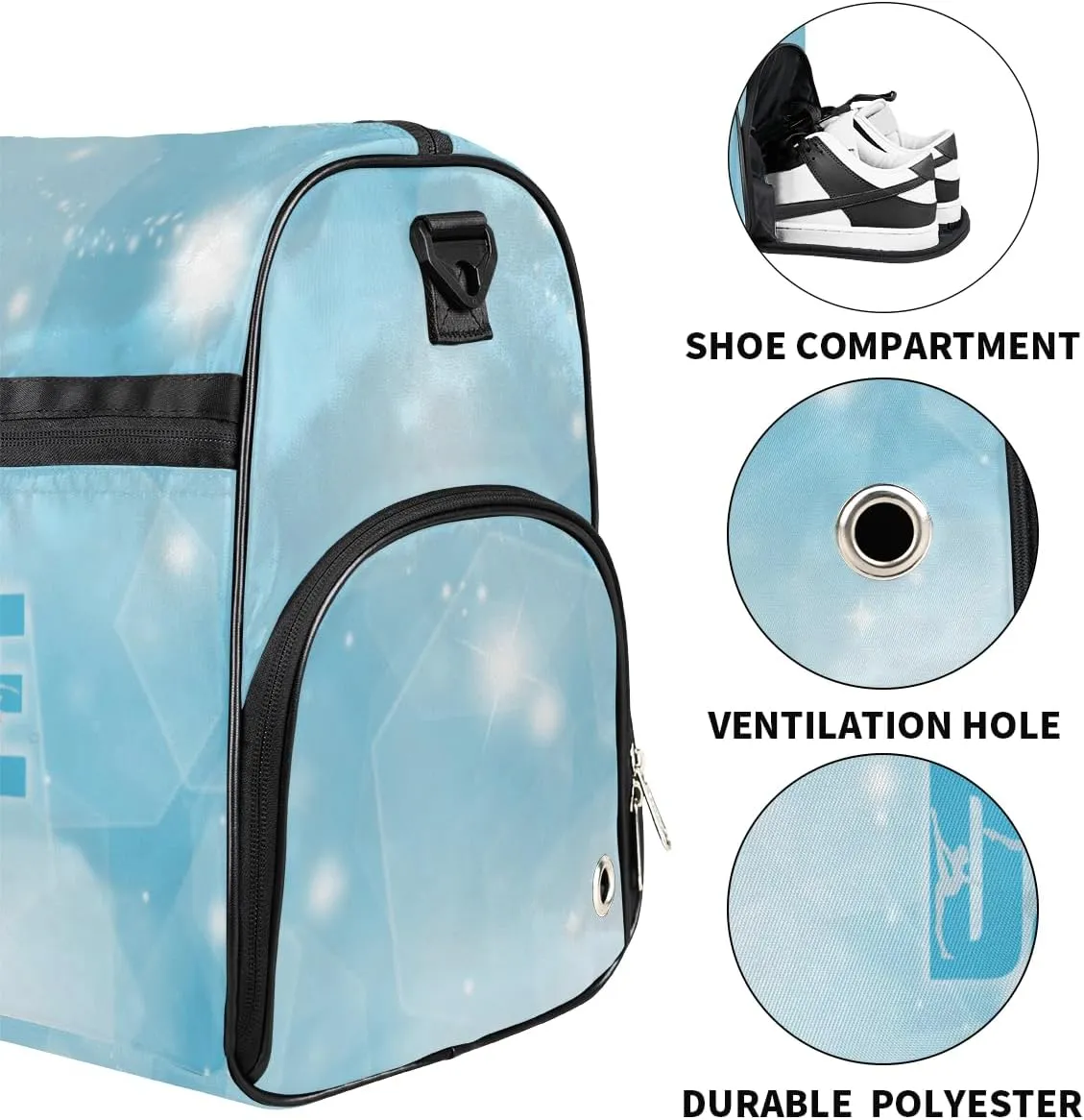 Personalized Gym Bag for Women, Custom Dance Bag with Shoe Compartment Carry On Weekend Sports Travel Bag for School Practice Gymnastics Ballet, Blue Stars Dance