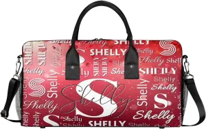 Personalized Initial Sports Duffel Bag with Name Custom Weekender Overnight Bag Foldable Gym Bag Travel Dance Gymnastics Duffel Tote Bag Red