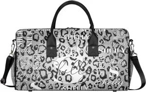 Personalized Initial Travel Duffel Bag, Sports Gym Bag, Custom Name Weekender Bag Monogram Overnight Bag Birthday Gifts Daughter Gifts Friend Gifts Grey Black