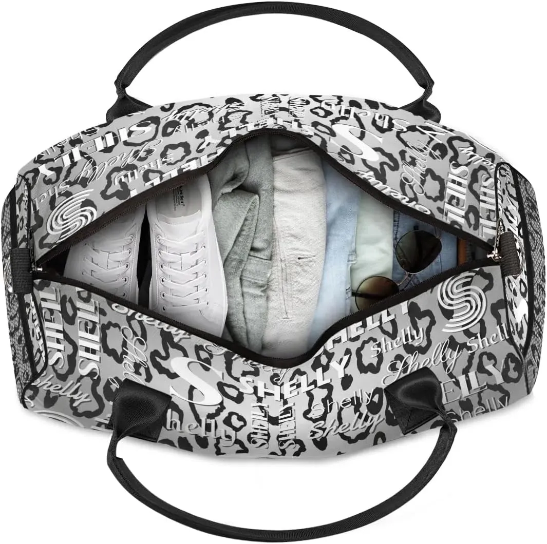Personalized Initial Travel Duffel Bag, Sports Gym Bag, Custom Name Weekender Bag Monogram Overnight Bag Birthday Gifts Daughter Gifts Friend Gifts Grey Black