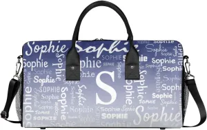 Personalized Name Sport Duffel Bag with Initial, Custom Gym Bag Dance Duffel Bag for Women, Monogrammed Gifts Customized Overnight Weekender Bag, Cobalt Blue Gradient