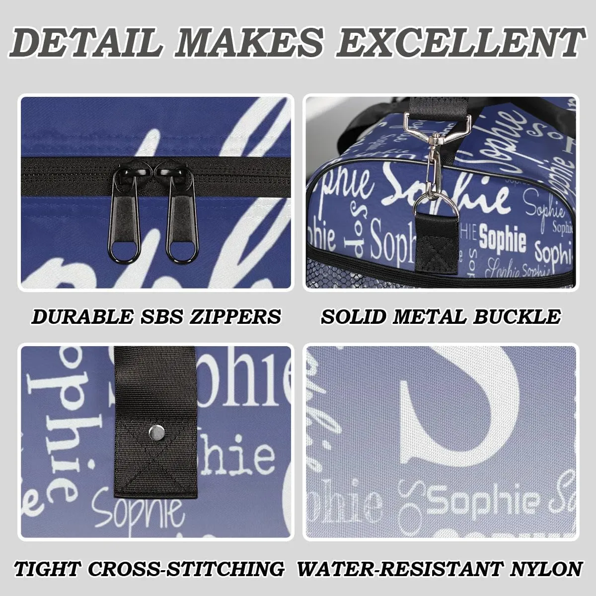 Personalized Name Sport Duffel Bag with Initial, Custom Gym Bag Dance Duffel Bag for Women, Monogrammed Gifts Customized Overnight Weekender Bag, Cobalt Blue Gradient