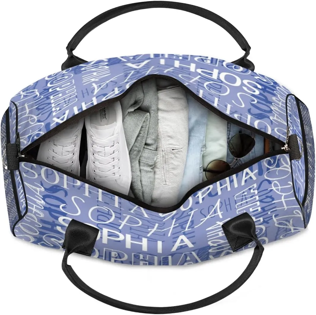 Personalized Name Sport Duffel Bags, Custom Gym Duffel Bag for Women Men, Customized Gymnastics Ballet Dance Bag Overnight Weekender Bag, Dark Purple