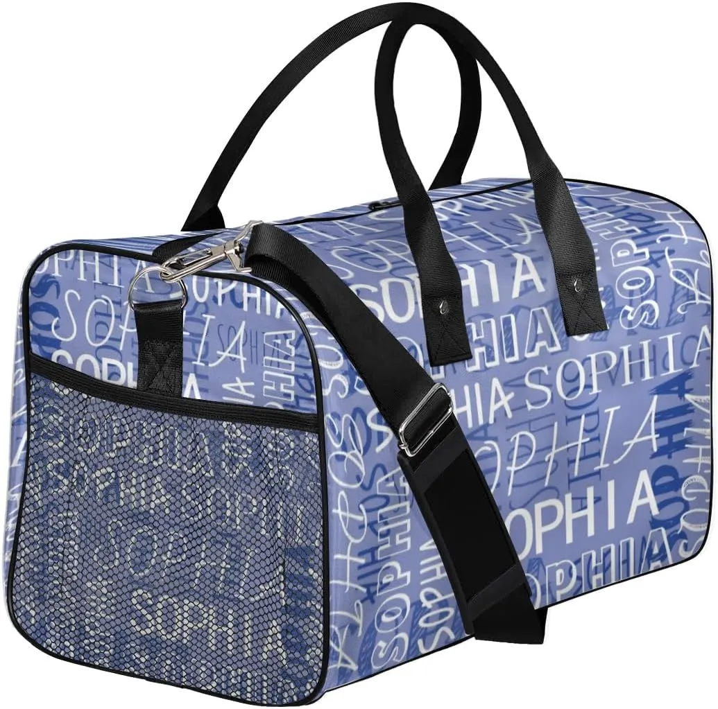 Personalized Name Sport Duffel Bags, Custom Gym Duffel Bag for Women Men, Customized Gymnastics Ballet Dance Bag Overnight Weekender Bag, Dark Purple