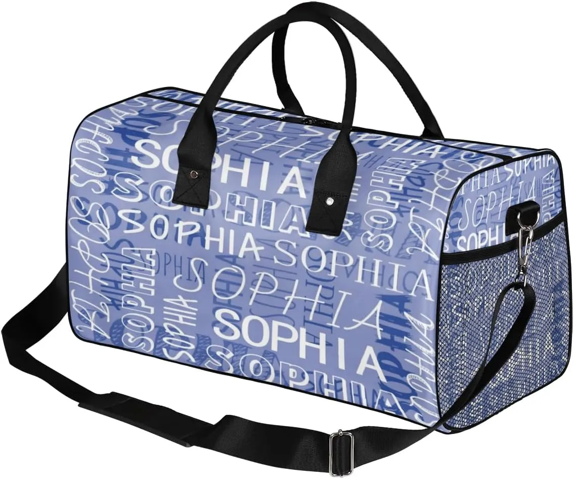 Personalized Name Sport Duffel Bags, Custom Gym Duffel Bag for Women Men, Customized Gymnastics Ballet Dance Bag Overnight Weekender Bag, Dark Purple