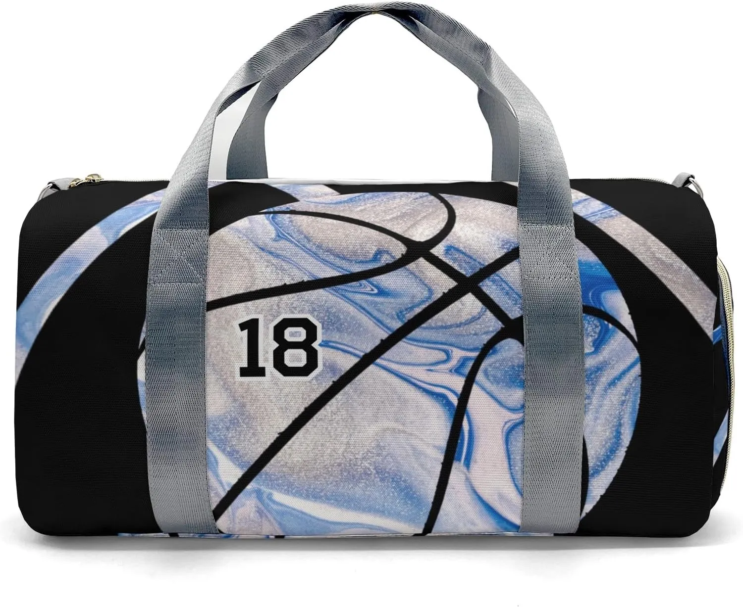 Personalized Sport Player Duffle Bag for Travel,Custom Carry on Bag Basketball Blue Marble Travel Bags Overnight Weekend Gym Bag Carry On Luggage Bags