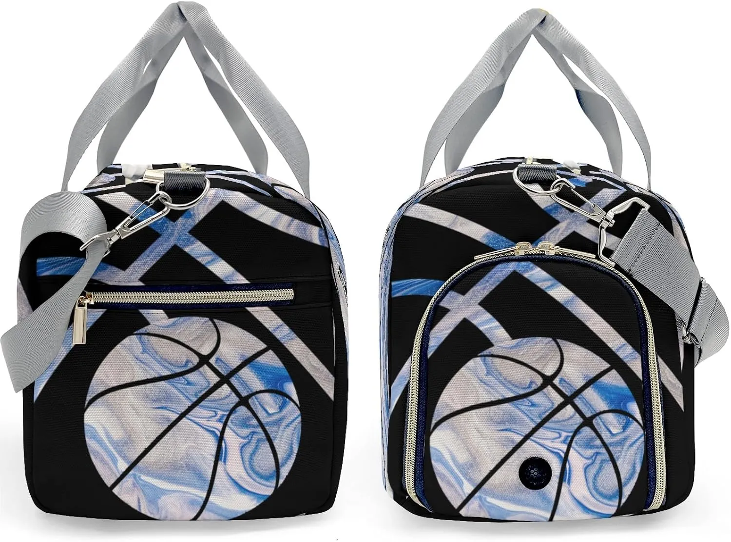 Personalized Sport Player Duffle Bag for Travel,Custom Carry on Bag Basketball Blue Marble Travel Bags Overnight Weekend Gym Bag Carry On Luggage Bags