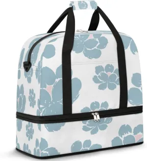 Petals Pattern Sports Gym Bag with Shoes Compartment Foldable Travel Duffel Bag Dry Wet Separated Sports Tote Workout Weekender Overnight Bag for Women Yoga Dance Work Training Handbag