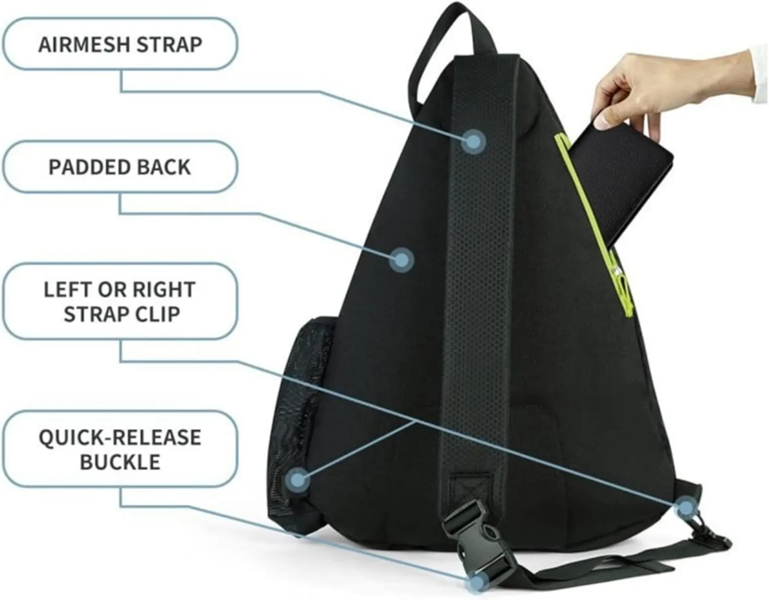 Pickleball Bag Unisex,Adjustable Sling Backpack W,Fence Hook & Dry Pocket,Holds 4 Paddles, Secure Pocket,Tennis Court & Travel Essentials