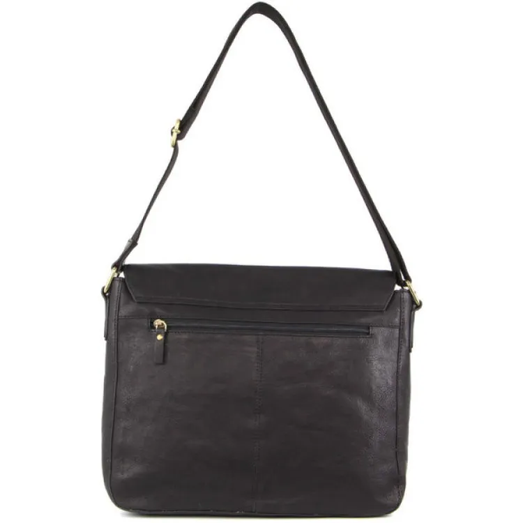 Pierre Cardin Leather messenger bag 3136 Black