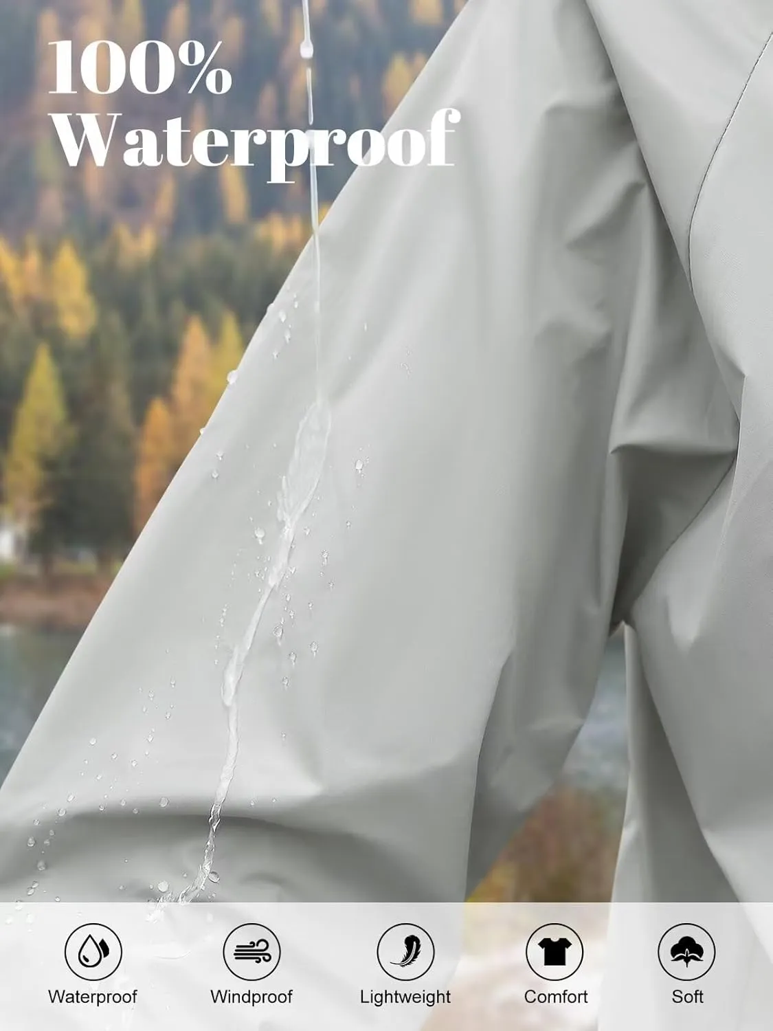 PITINAN Rain Jacket Women Waterproof Lightweight Jacket With Hood Packable Raincoat with Pockets S-XXL