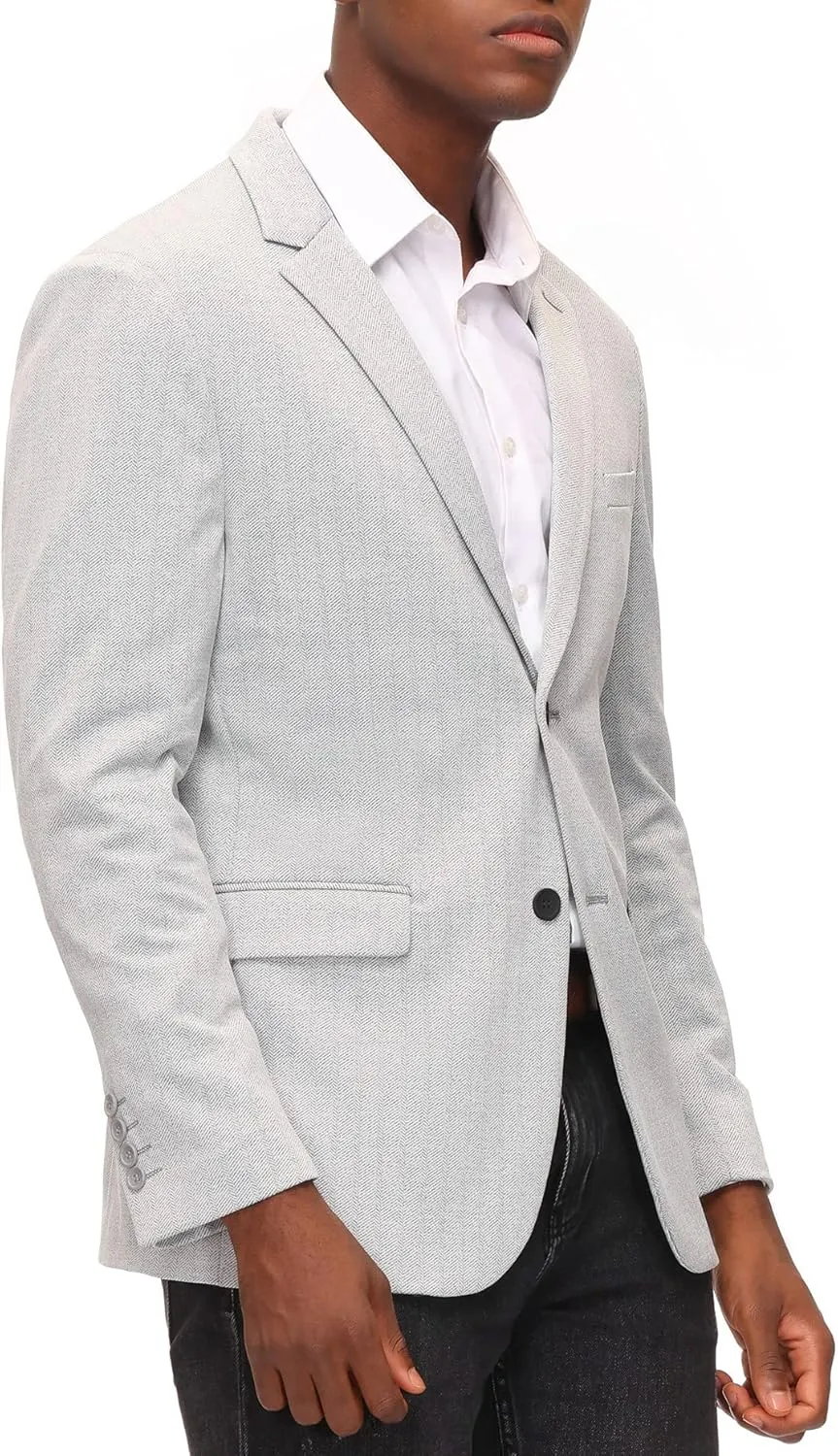 PJ Paul Jones Men's Herringbone Blazer Jacket Lightweight Casual Knit Sport Coat