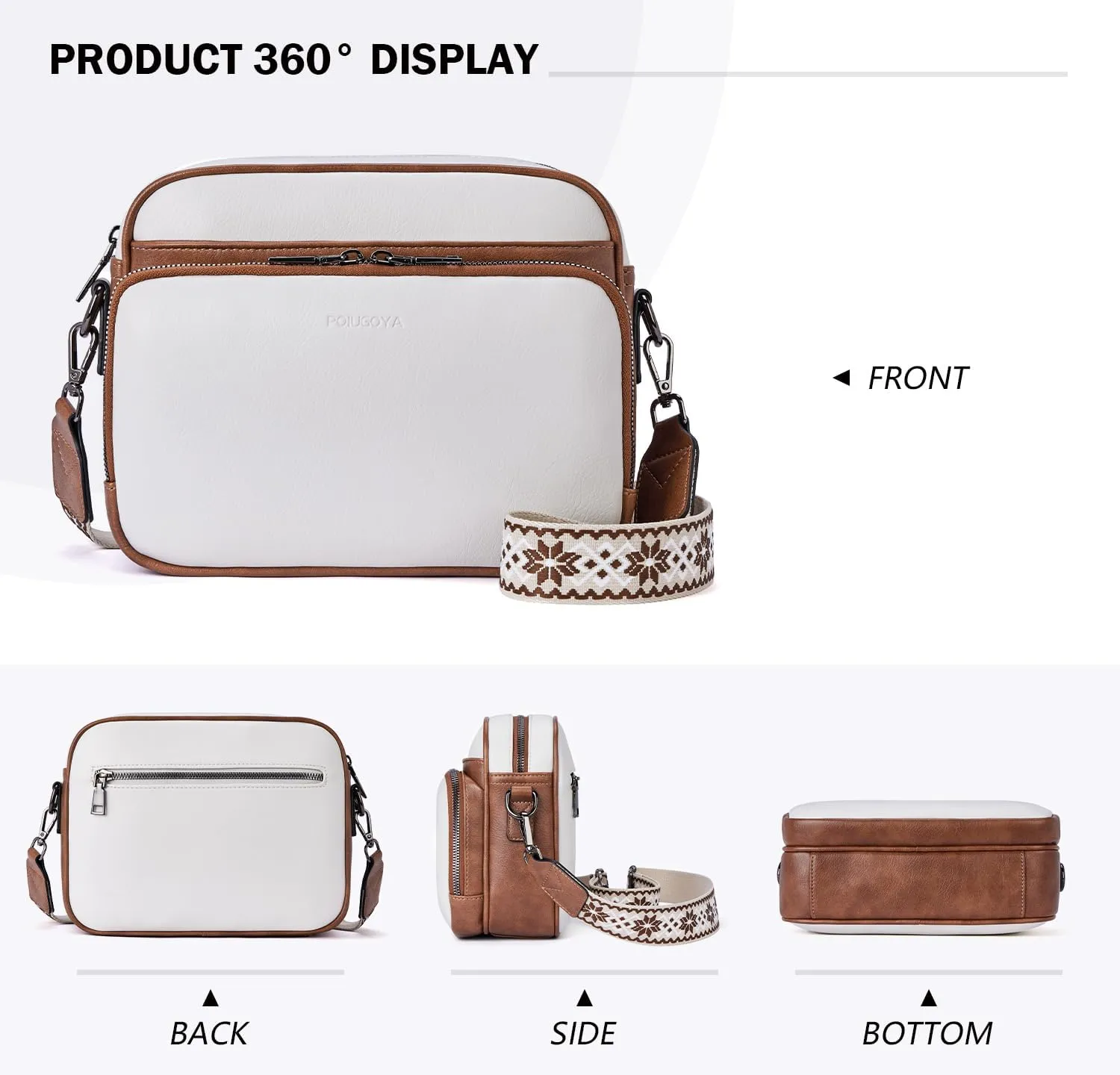 POIUGOYA Crossbody Purses for Women Trendy,Vegan Leather Medium Crossbody Bag,Women's Crossbody Travel Purse Built in Wallet