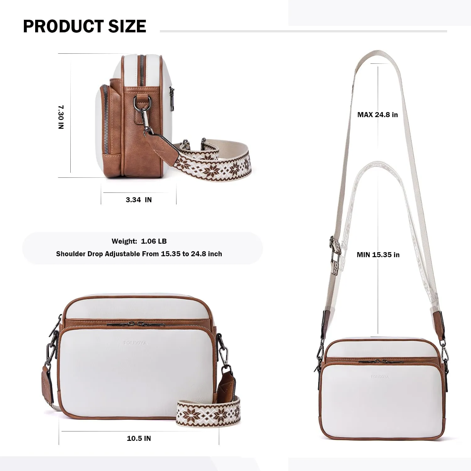 POIUGOYA Crossbody Purses for Women Trendy,Vegan Leather Medium Crossbody Bag,Women's Crossbody Travel Purse Built in Wallet
