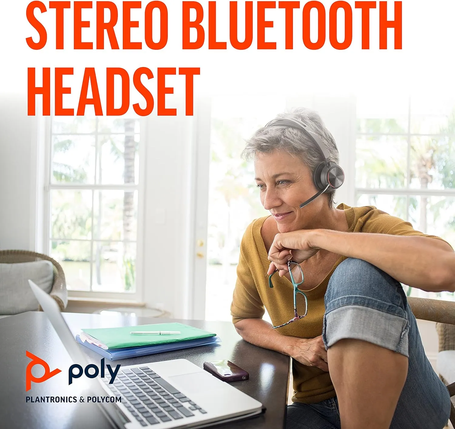 Poly - Voyager Focus 2 UC USB-A Headset (Plantronics) - Bluetooth Dual-Ear (Stereo) Headset with Boom Mic - USB-A PC/Mac Compatible - Active Noise Canceling - Works with Teams, Zoom (Certified) & More