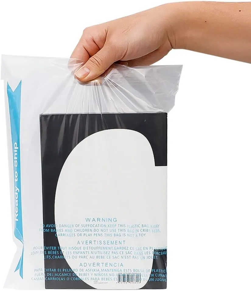 POLYSELLS Strong Self Seal Clear Poly Bags with Suffocation Warning for Packaging, Shipping, T-Shirts, Clothes & FBA, Permanent Adhesive, 8"x10", 1000pcs
