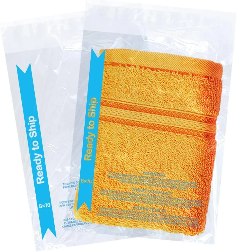 POLYSELLS Strong Self Seal Clear Poly Bags with Suffocation Warning for Packaging, Shipping, T-Shirts, Clothes & FBA, Permanent Adhesive, 8"x10", 1000pcs