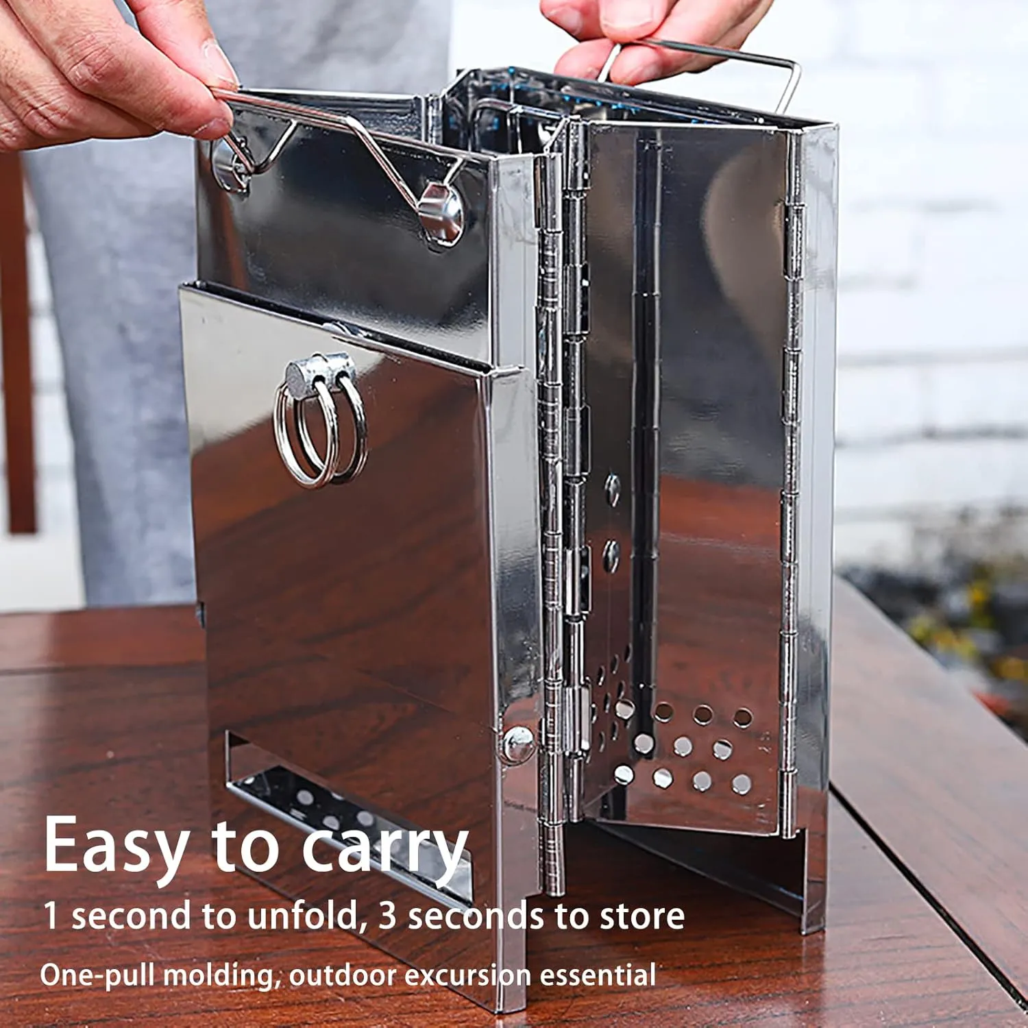 Portable Folding Camping Wood Stove for Outdoor Cooking Sturdy Lightweight Stainless Steel Wood Burning Camp Stove for Backpacking BBQ Picnic