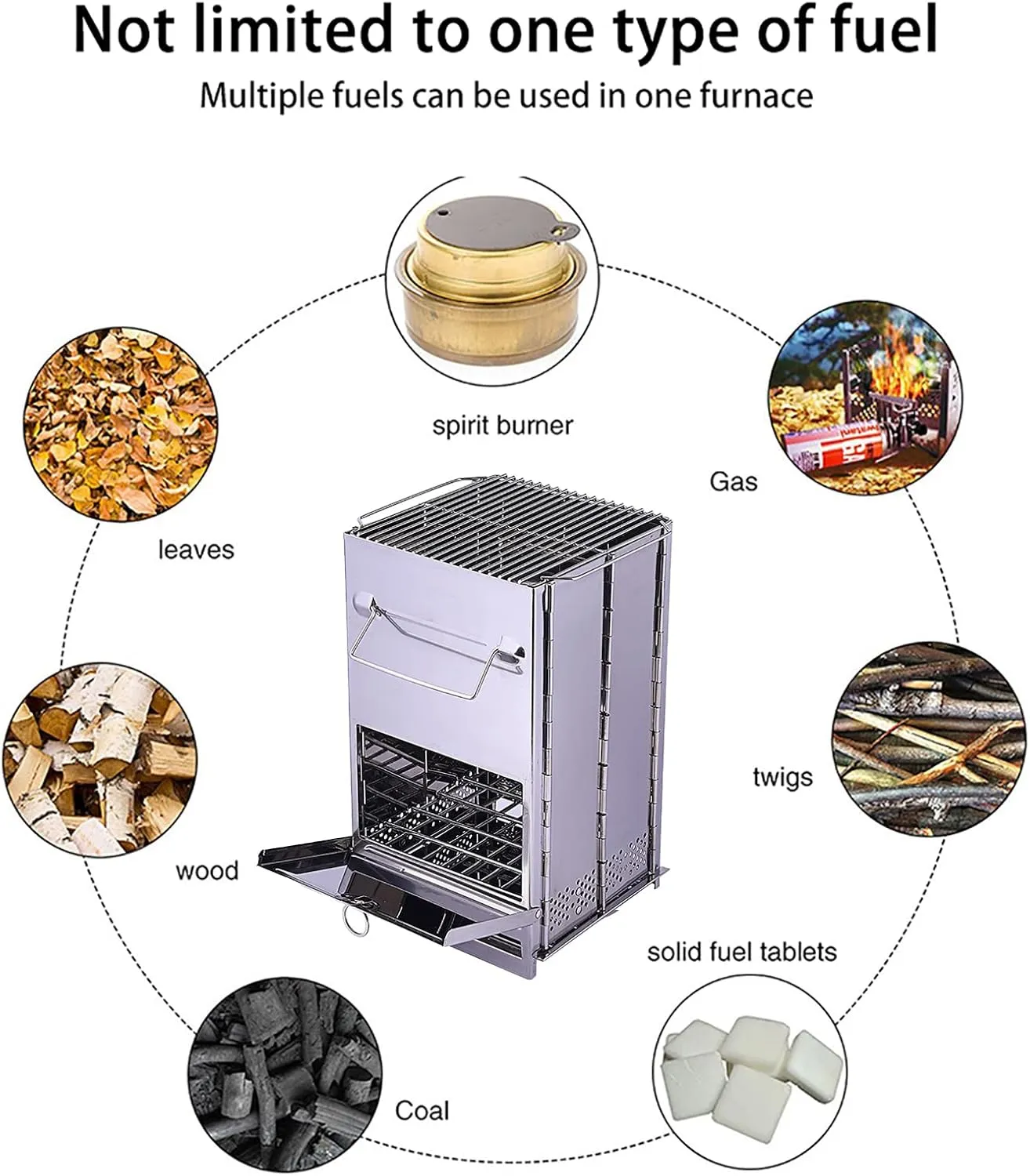 Portable Folding Camping Wood Stove for Outdoor Cooking Sturdy Lightweight Stainless Steel Wood Burning Camp Stove for Backpacking BBQ Picnic
