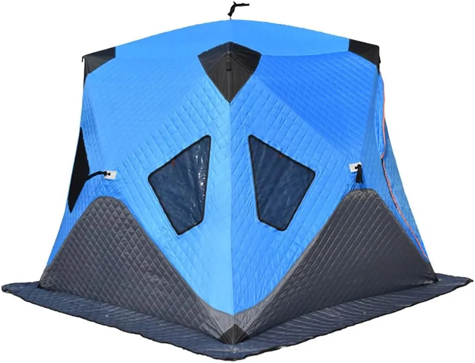 Portable Thick Winter Fishing Shelter, Waterproof Quick-open Winter Camping Tent with Carrying Bag, Space for 3-4 People, Easy to Set Up and Move Around, for Night Fishing, Winter Fishing
