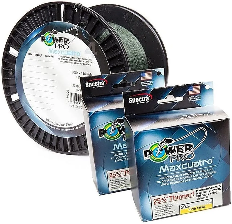 PowerPro 33401000500W MaxCuatro Spectra HT Braided Fishing Line 100,Multi