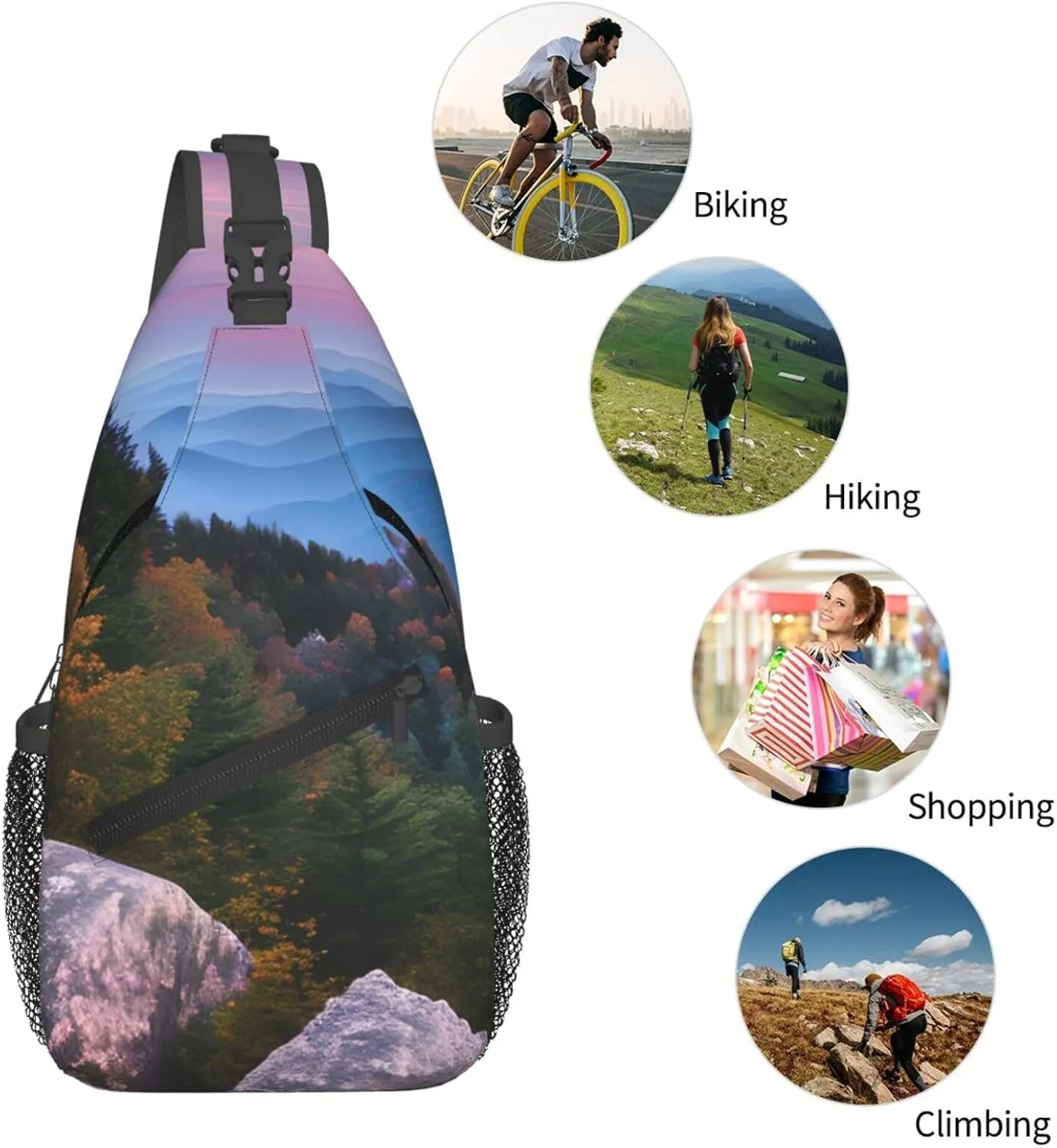 Print Diagonally Sling Bag,Crossbody Sling Backpack Shoulder Chest Bag For Women Men,Hiking