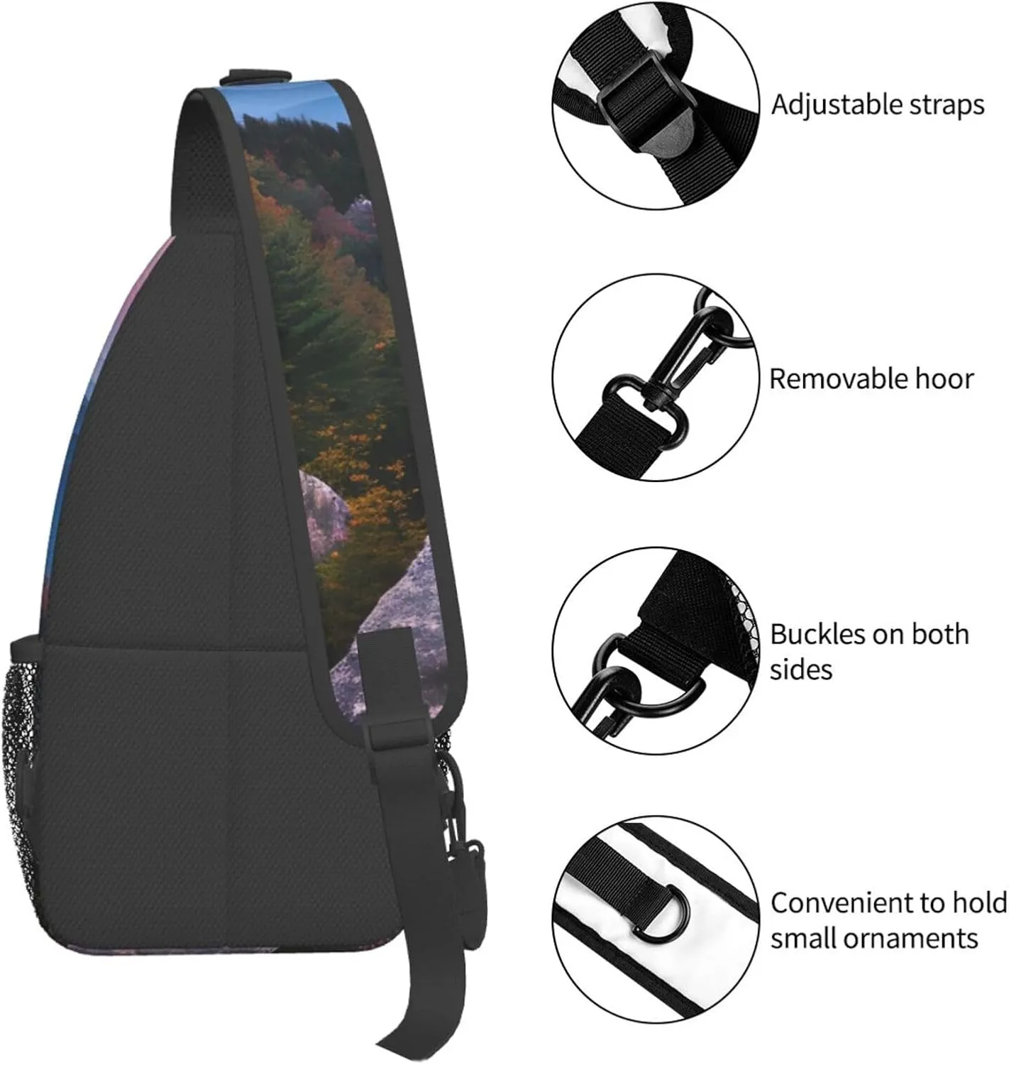 Print Diagonally Sling Bag,Crossbody Sling Backpack Shoulder Chest Bag For Women Men,Hiking