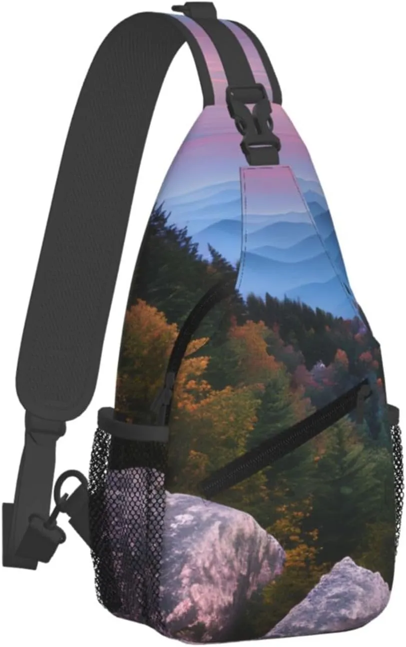 Print Diagonally Sling Bag,Crossbody Sling Backpack Shoulder Chest Bag For Women Men,Hiking