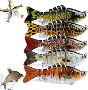 Probero Fishing Gear, Bionic Swimming Bait, Probero Bionic Swimming Bait, Probero Bionic Fishing Lures That Swim by Itself Multi-Section Fishing Bait Plastic Hard Bait