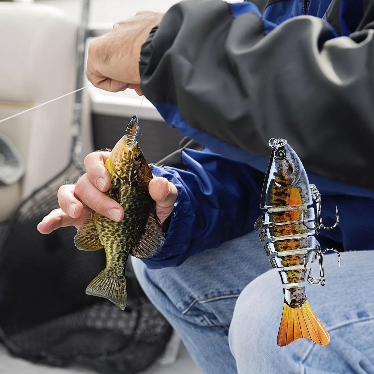 Probero Fishing Gear, Bionic Swimming Bait, Probero Bionic Swimming Bait, Probero Bionic Fishing Lures That Swim by Itself Multi-Section Fishing Bait Plastic Hard Bait