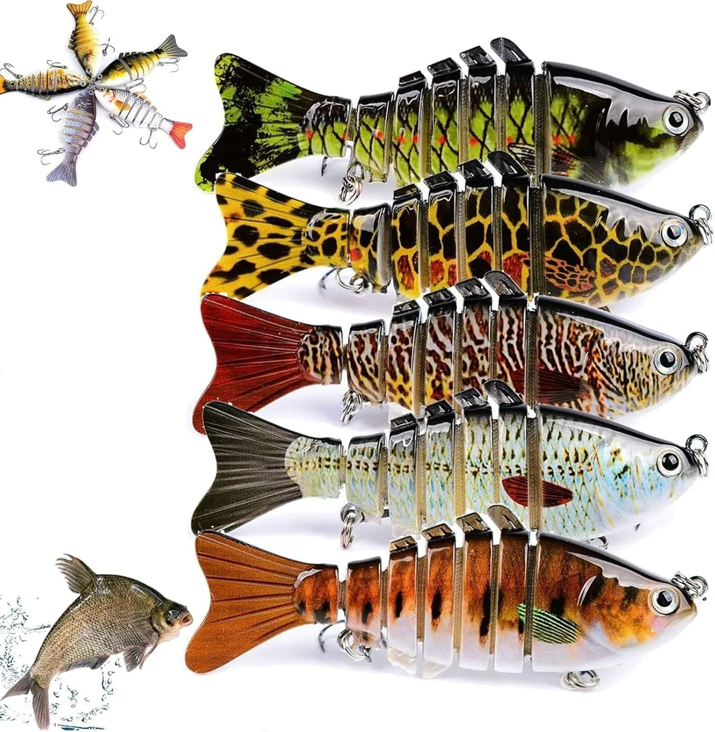 Probero Fishing Gear, Bionic Swimming Bait, Probero Bionic Swimming Bait, Probero Bionic Fishing Lures That Swim by Itself Multi-Section Fishing Bait Plastic Hard Bait