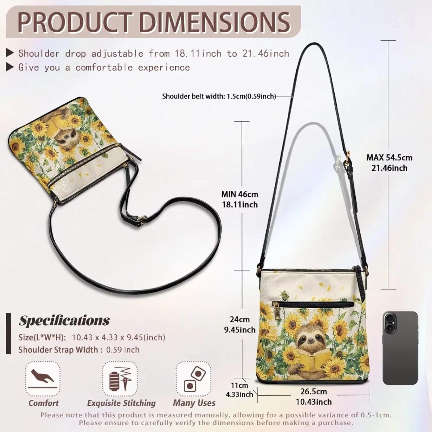 PU Crossbody Bags for Women Large Multiple Pockets Bag Fashion Sling Hobo Bag with Zipper for Working Shopping