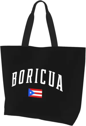 Puerto Rico Canvas Tote Bag Puerto Rico Flag Shoulder Bag Puerto Rican Casual Grocery Bags Outdoor