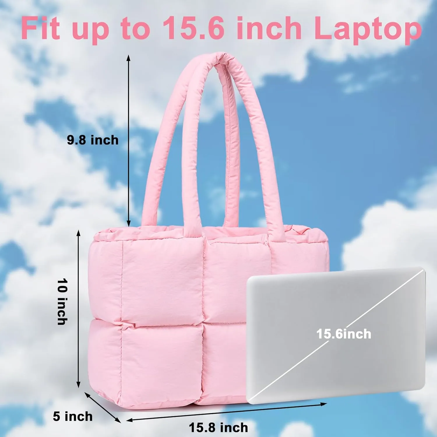 Puffer Tote Bag, Quilted Puffy Purse, Cute Padded Winter Shoulder Bags, Lightweight Down Handbag for Women Work Travel