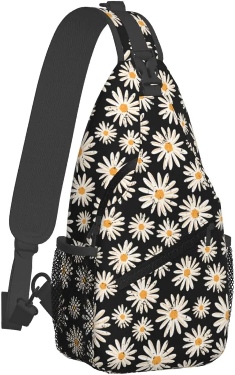 Purple Buffalo Plaid Check Sling Bag Adjustable Crossbody Bag Casual Chest Bags Travel Shoulder Backpack