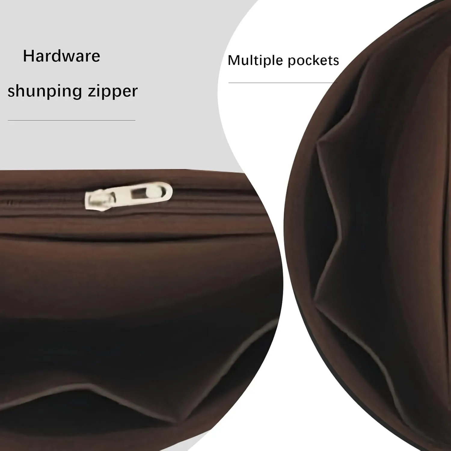 Purse Organizer for Waistpack Inner Lining Sleeve Bag Storage Bag Insert Y067-coffee