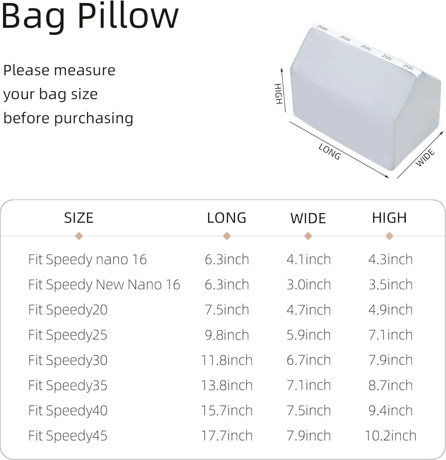 Purse Pillow for LV Speedy Nano16/20/25/30/35/45,Memory Foam Shaper Insert,Silky Bag Pillow for Luxury Handbag Tote(Speedy45,Blue Pale)