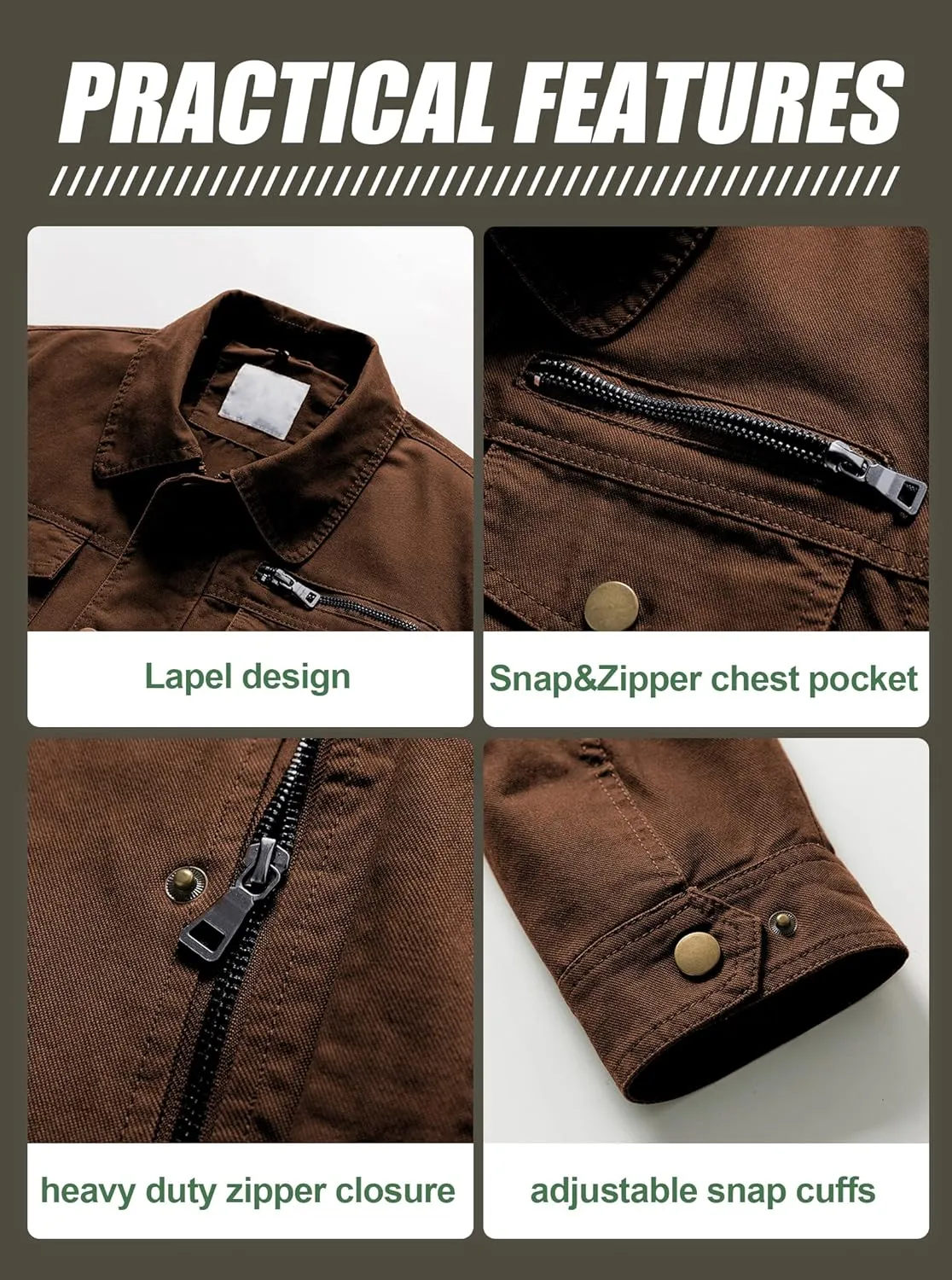 Pursky Men's Canvas Cotton Military Casual Field Jacket Outerwear With Removable Hood