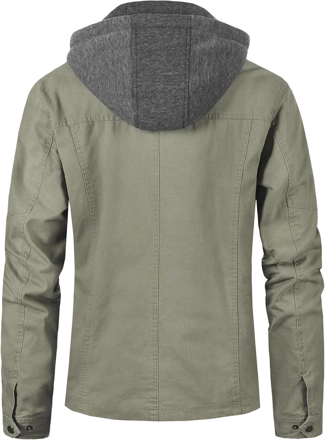 Pursky Men's Canvas Cotton Military Casual Field Jacket Outerwear With Removable Hood