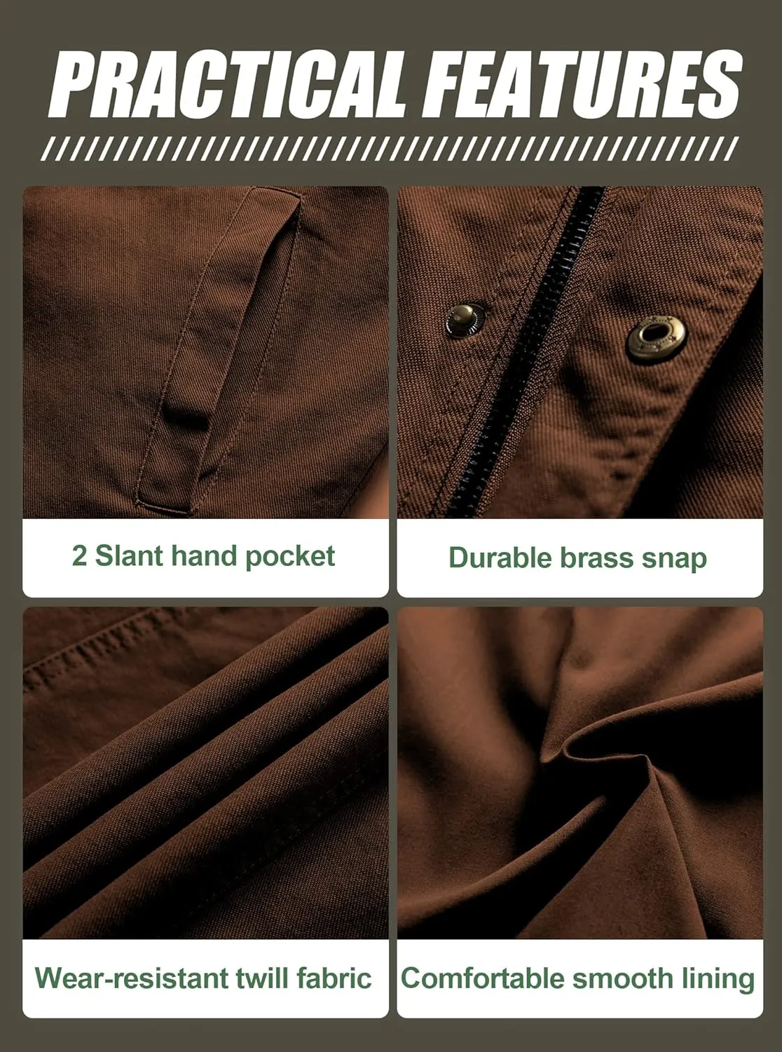 Pursky Men's Canvas Cotton Military Casual Field Jacket Outerwear With Removable Hood